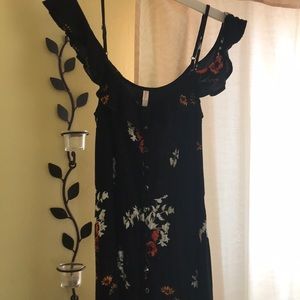 Black & floral off the shoulder maxi dress